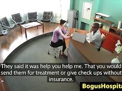 Hospital inspector with a shaved pussy gets fucked by the doctor