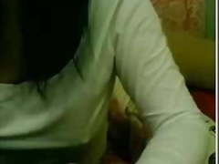 Chinese housewife showing tits and hairy armpit on webcam