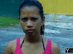 Asian shy Charmaine aroused in missionary creampie by small dick client