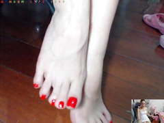 Chinese camgirl spit and foot tease